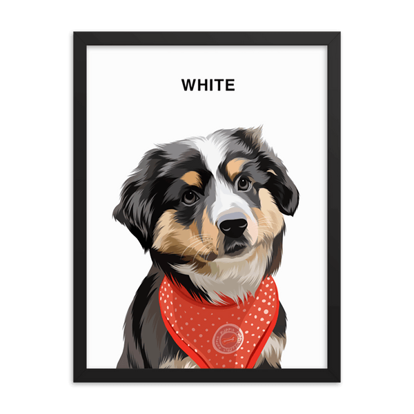 Curated Paws Black / 8×10 / White Custom Pet Portrait – Framed Custom Pet Portrait Illustration Dog Cat Animal Drawing Artwork