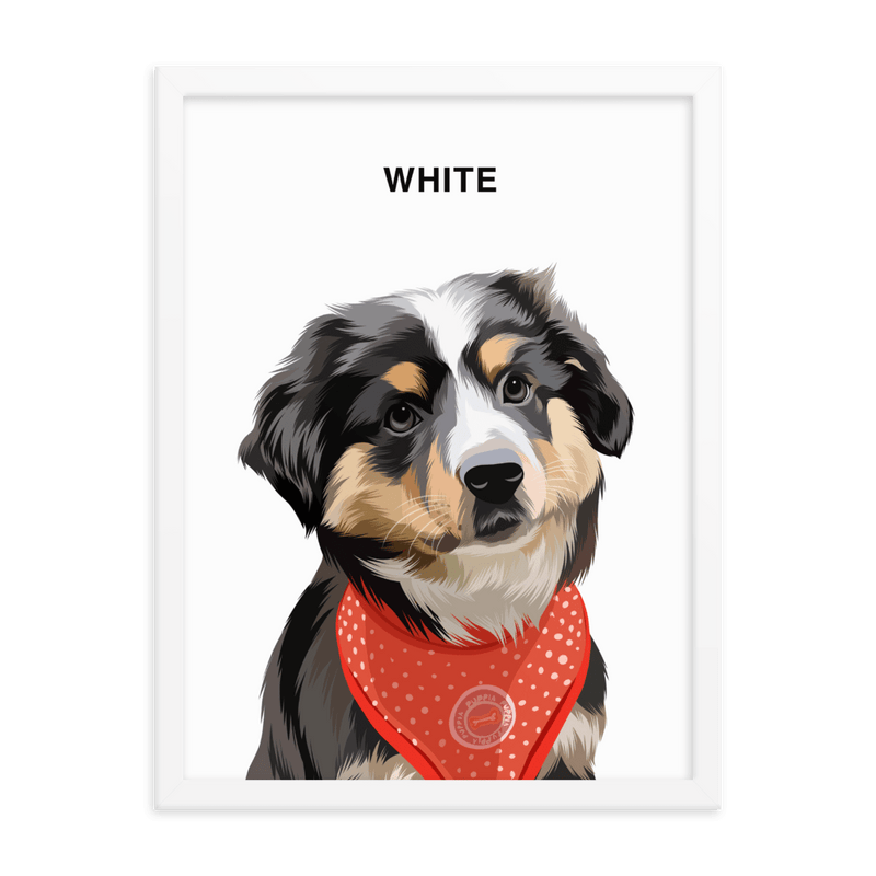 Curated Paws White / 8×10 / White Custom Pet Portrait – Framed Custom Pet Portrait Illustration Dog Cat Animal Drawing Artwork